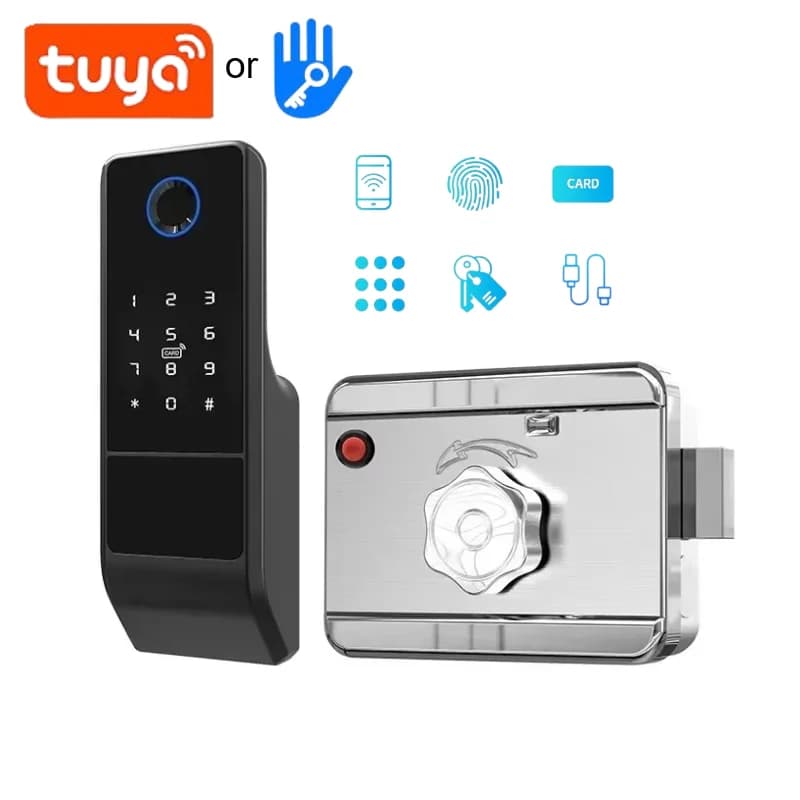 Tuya/TTlock Smart Door Lock Serratura per cancello esterna impermeabile Password per impronte digitali APP Scheda IC NFC Sblocco remoto Serratura elettronica