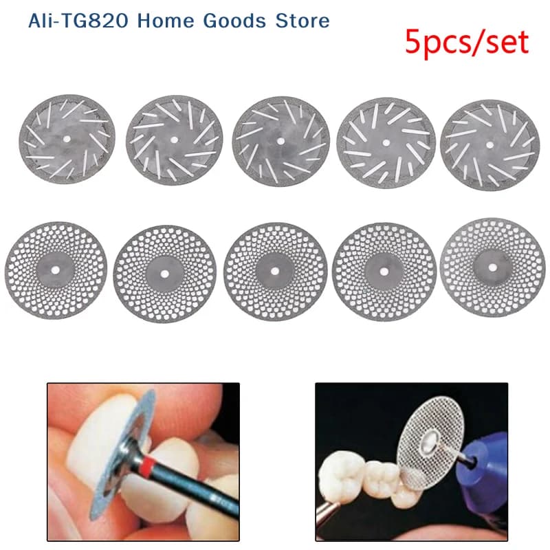 [TG820] 5 Dischi Diamantati Ultra-sottili a Doppia Faccia per Sbiancamento Dentale con Mandrino