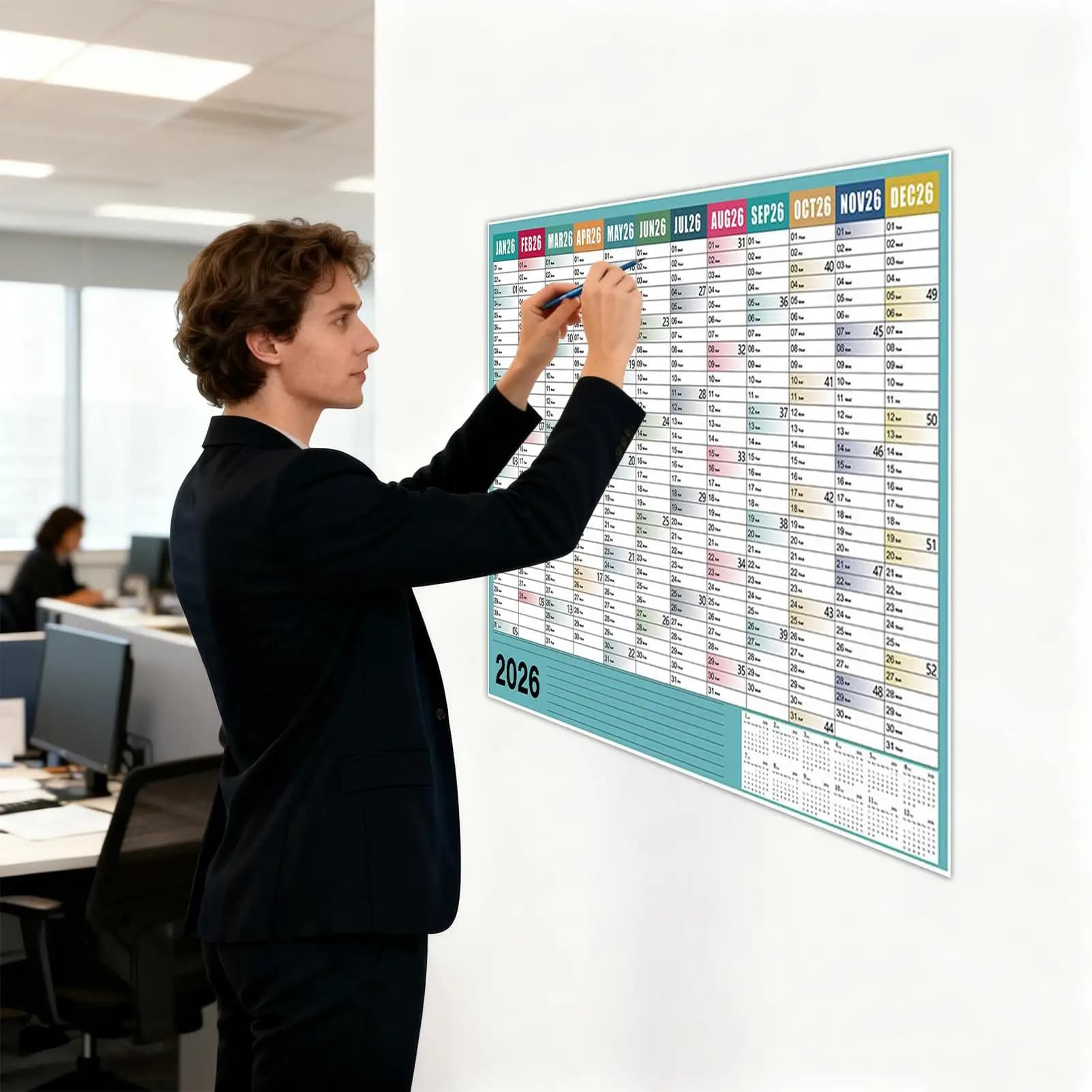 Calendario 2026, Quaderno Grande 29 x 20 Pollici con Etichette e Adesivi, Planner da Parete per Studio, Scuola, Lavoro e Casa