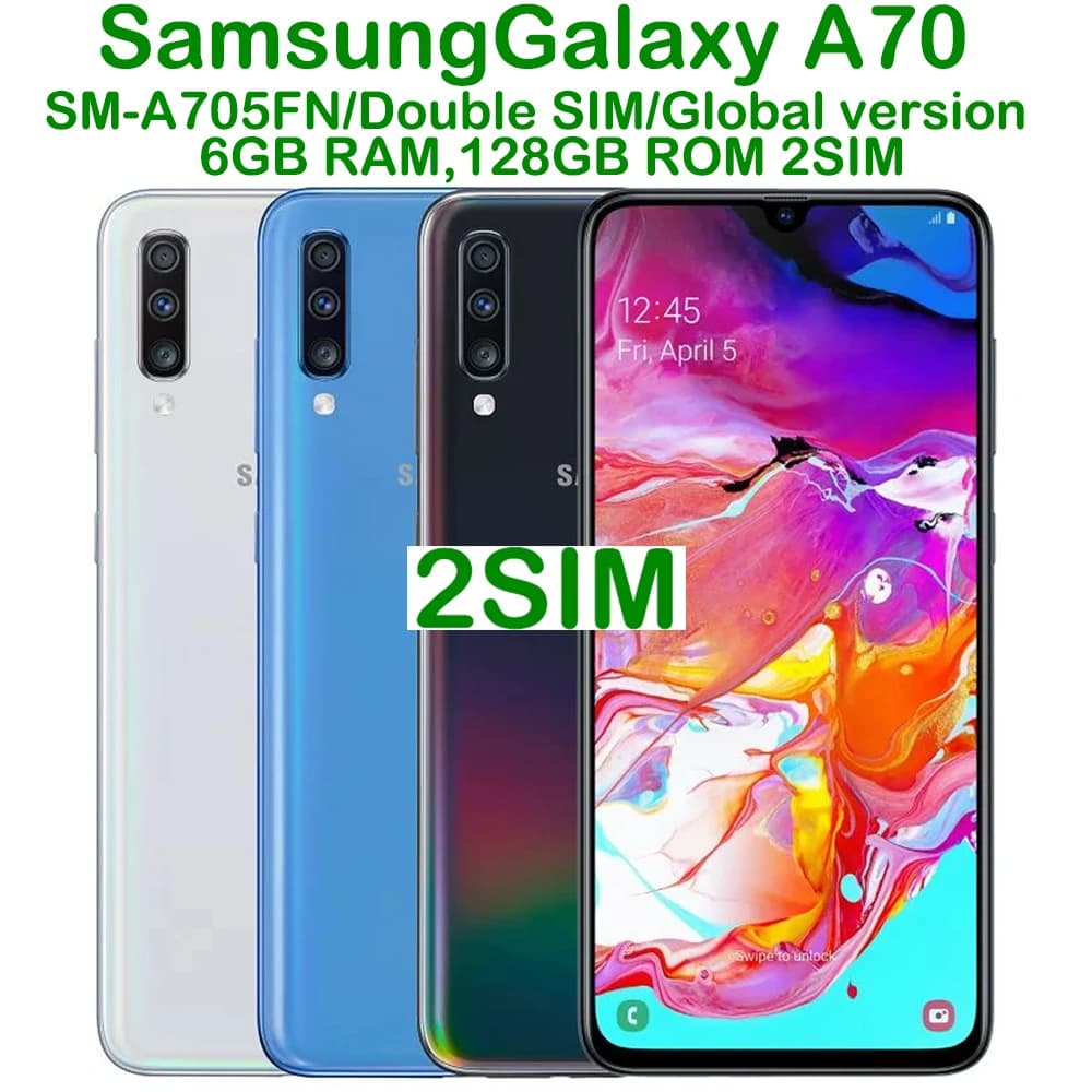 Samsung Galaxy A70 Usato, Smartphone Android Ricondizionato, Edizione Globale, 6.7 Pollici, Dual SIM, 32MP, 4500mAh, 25W, NFC