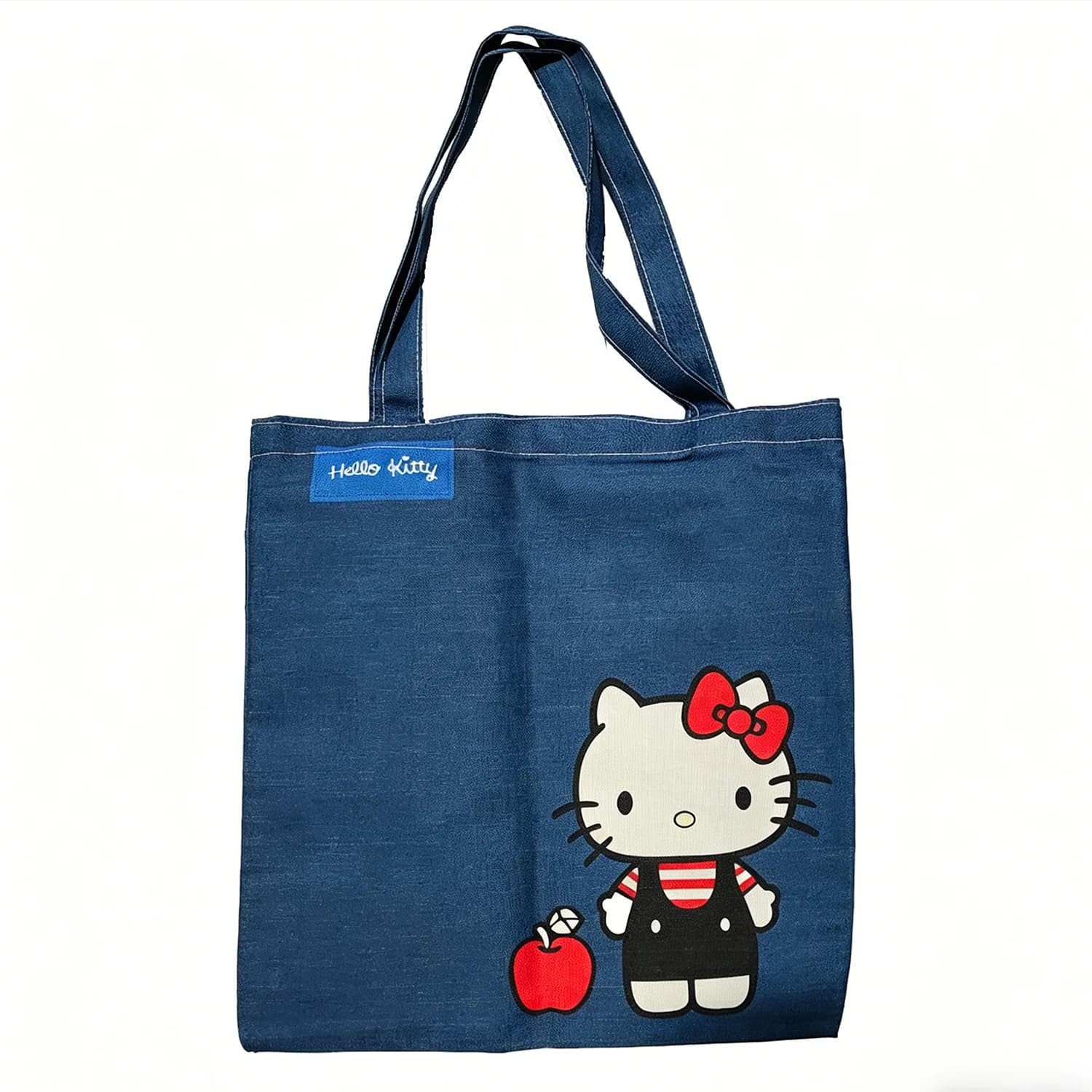 Borsa portaoggetti per cartoni animati Borsa a tracolla stampata in denim Hello Kitty Sanrio Borsa da pendolarismo semplice di grande capacità Stile pigro Versatile