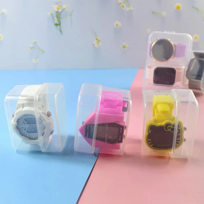 Scatola Trasparente in Plastica per Conservazione Orologi, Custodia Portatile per Smartwatch Adulti e Bambini, Organizzatore Protettivo, Espositore per Gioielli