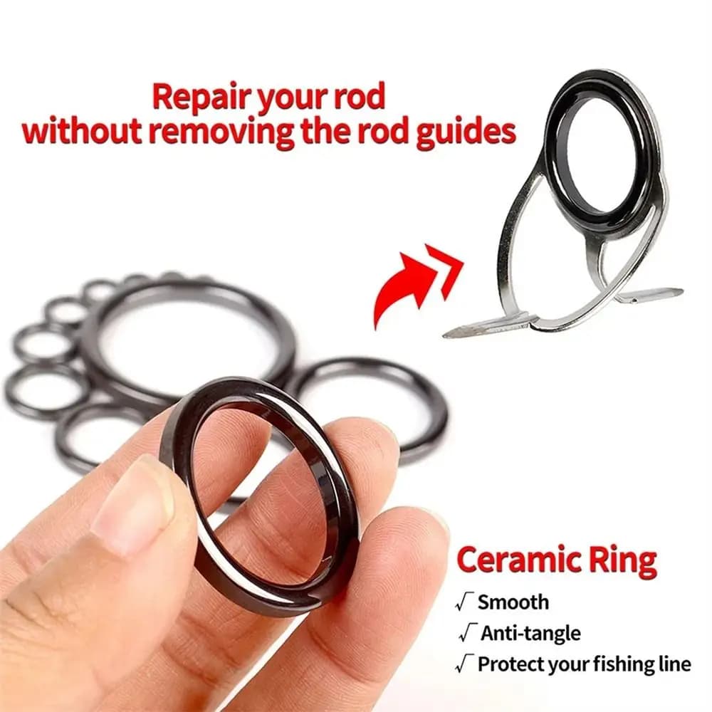 Anelli Guida in Ceramica 4mm-30mm, Anelli O Lisci per Canna da Pesca, Resistenti all'Usura, Ricambio per Occhielli Rotondi per Canna da Pesca