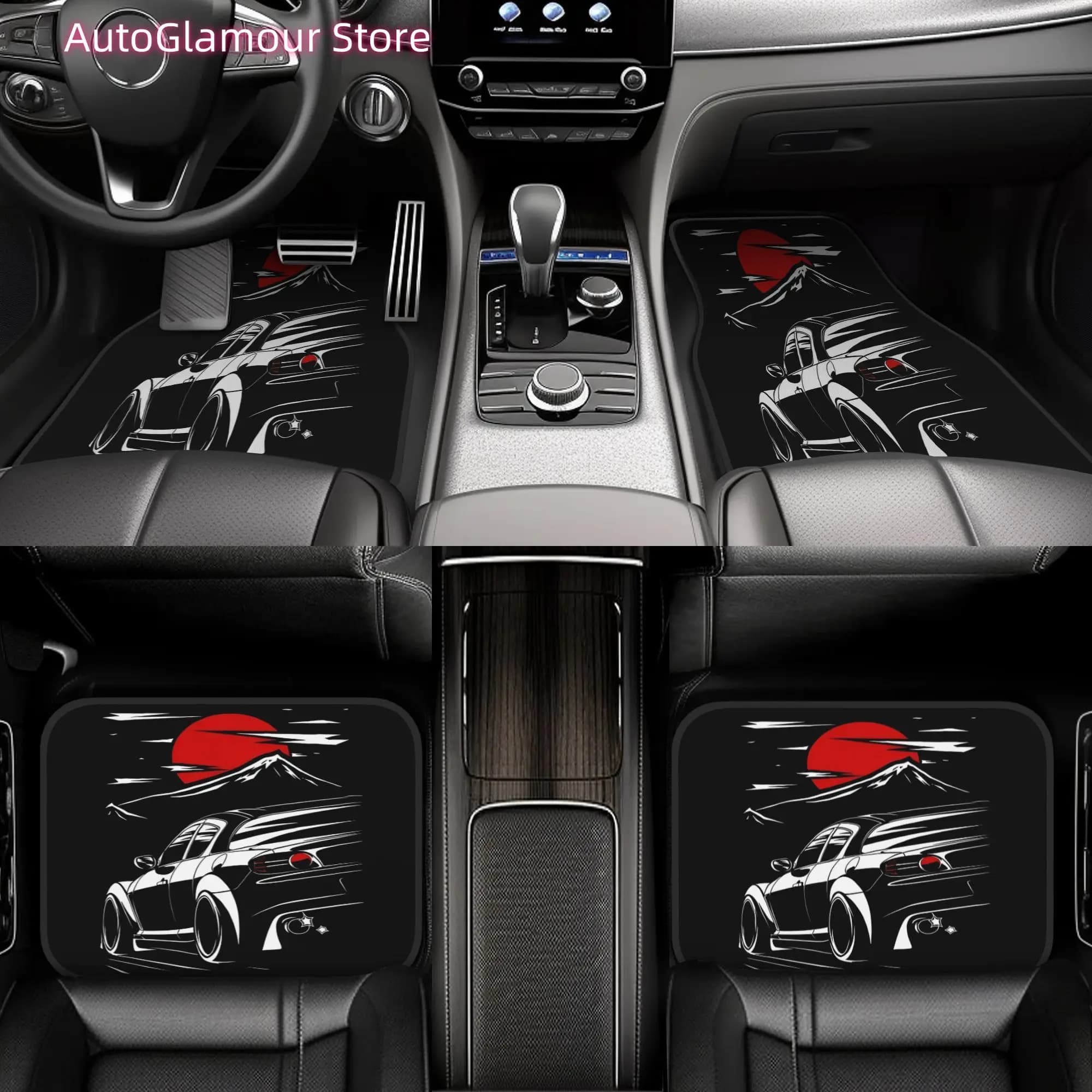 Tappetini per Auto (2D). Set di 4 tappetini per auto, resistenti, adatti per l'uso in auto, regalo ideale, tappetino decorativo