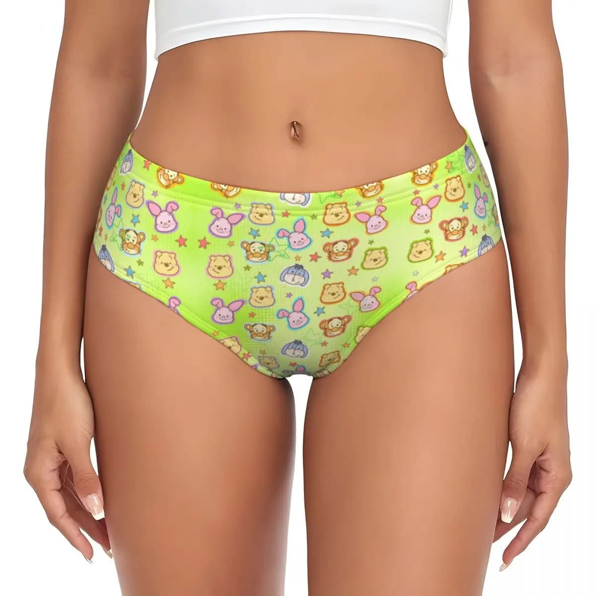 Slip Personalizzati Winnie the Pooh Anime, Mutandine Traspiranti da Donna con Winnie, Tigger, Piglet ed Eeyore