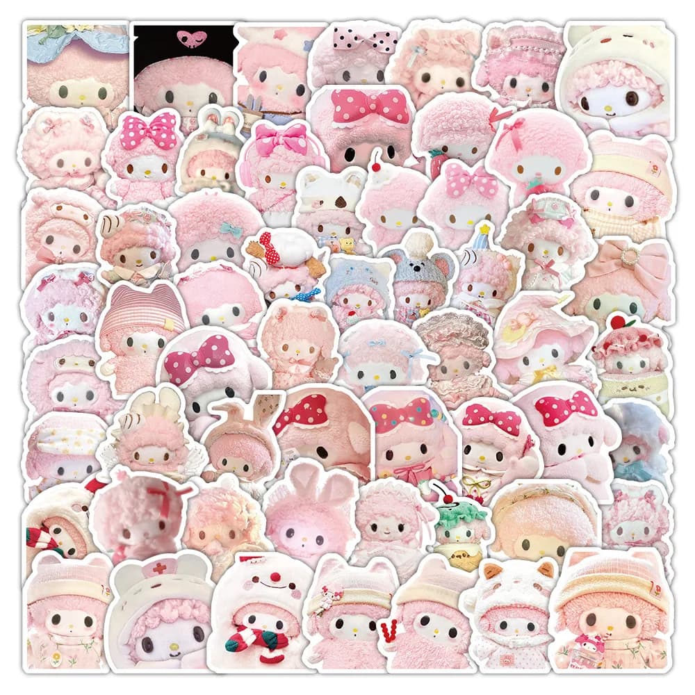 63 pezzi cartone animato carino Sanrio pianoforte graffiti adesivo decorazione fai da te custodia per cellulare notebook tazza d'acqua giocattolo regalo adesivo