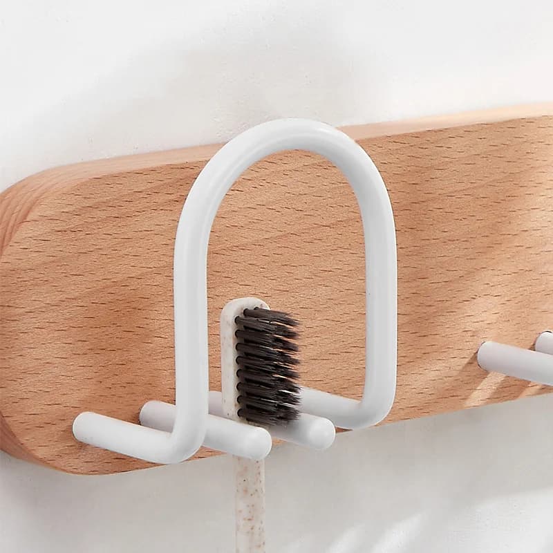 Wall Toothbrush holder for bathroom with glass for gargarism, white wooden toothbrush holder, toilet brush holder