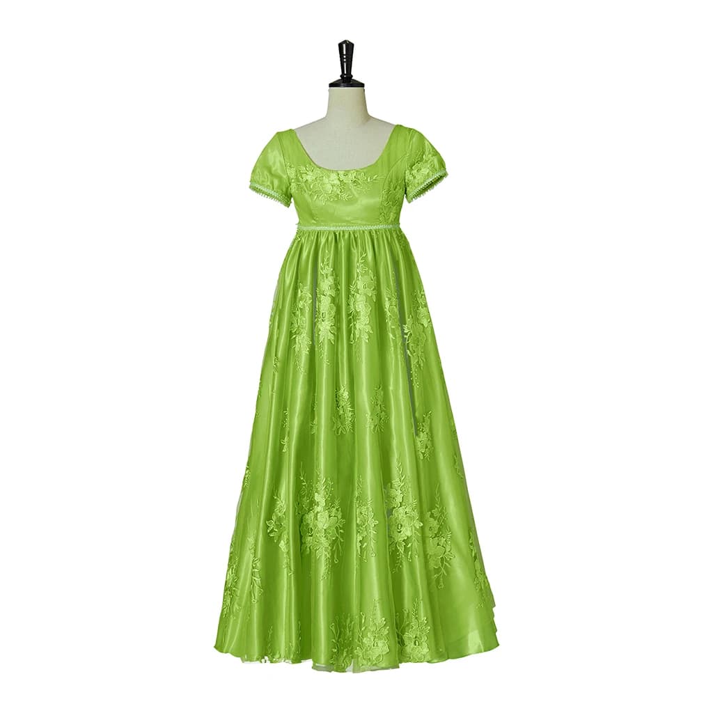 Costume da Penelope Featherington per Donna, Abito Verde Stile Regency a Vita Alta, Vestito da Jane Austen per Tea Party, Costume di Halloween