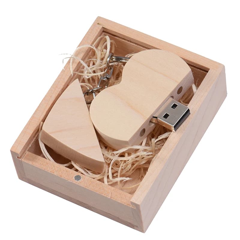Regali per fotografia di matrimonio a forma di cuore Chiavetta USB Chiavetta USB in legno Chiavetta di memoria con capacità reale Disco U da 64 GB/4 GB Il regalo dei ricordi