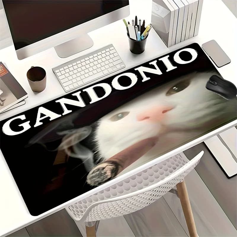 Tappetino per mouse grande gatto divertente Meme Tappetino per scrivania in gomma antiscivolo Cat Home Office Gaming Configurazione Configurazione per giocatori Decorazione Tastiera Tappetino da scrivania