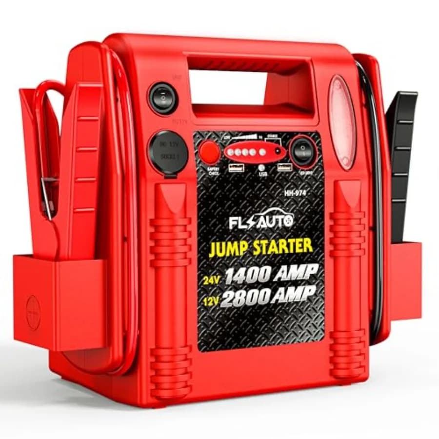 Avviatore di Emergenza Professionale per Auto, Camion, SUV, Barche, Camper, Batterie al Piombo-Acido 12V/24V 2800A/1400A, Booster di Potenza d'Emergenza Nero con