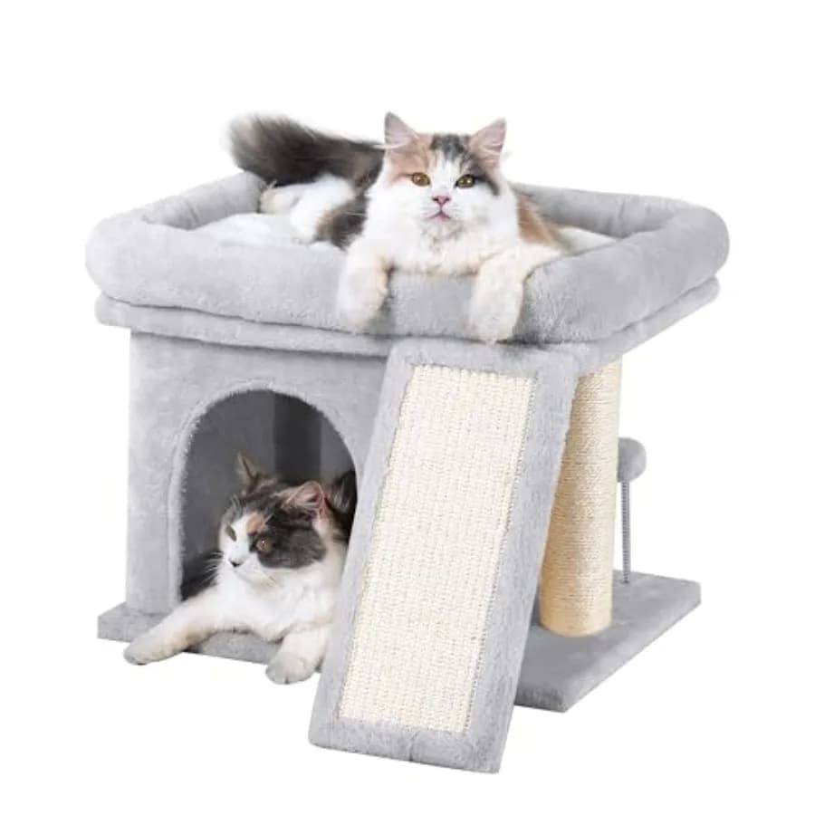 Torre Tiragraffi per Gatti Grandi con Cuccia e Ampia Piattaforma per Gatti Adulti 20 * 16.5 Pollici, Grande Piattaforma per Interni con Super Comfort