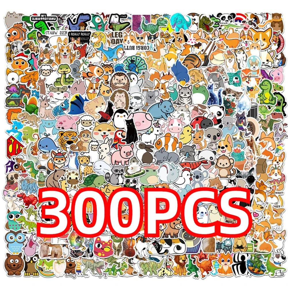 100/300PCS Mix Cute Cartoon Animali Graffiti Adesivi FAI DA TE Telefono Chitarra Laptop Notebook Valigia Tazza Adesivo Impermeabile Giocattolo Per Bambini