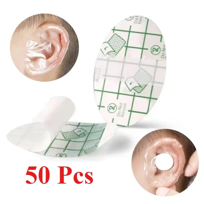 50 pcs waterproof ear protection for children adult plastic cover caps for swimming disposable ear stickers cover for swimming ear paste for ear