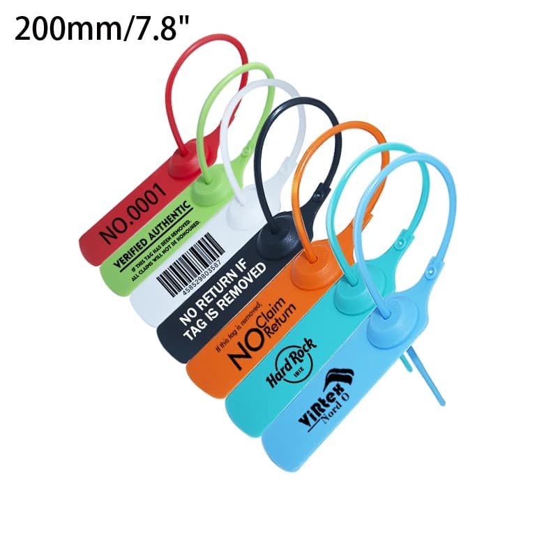 100X Logo personalizzato Sneaker Tag Guarnizioni usa e getta in plastica Marchio personalizzato Prodotto stampato Indumento Scarpe Abbigliamento Etichetta da appendere 200 mm