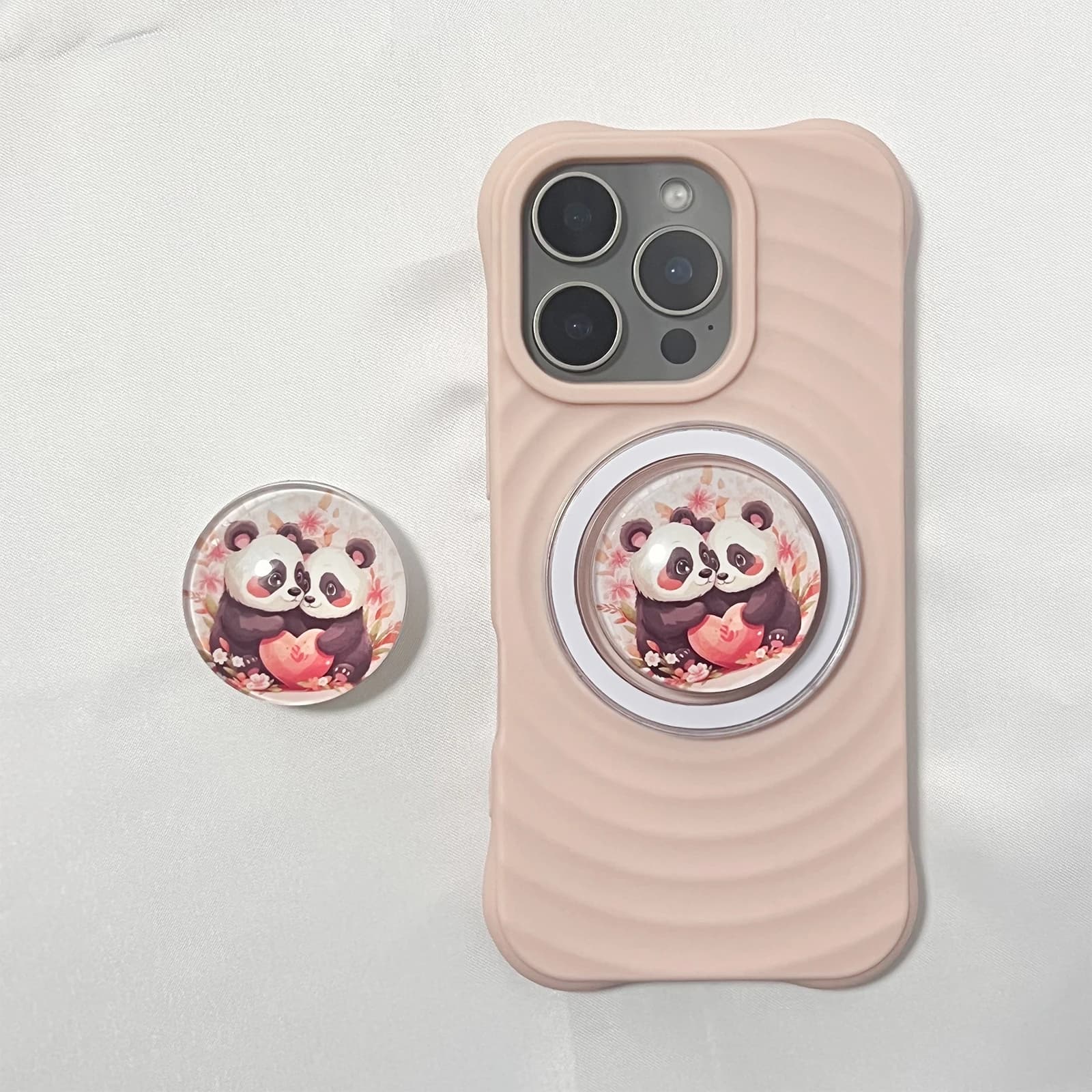 Supporto per telefono 3D a sfera di cristallo con simpatico panda, compatibile con MagSafe, per iPhone 17 Pro Max, 16 Pro, Samsung Griptok