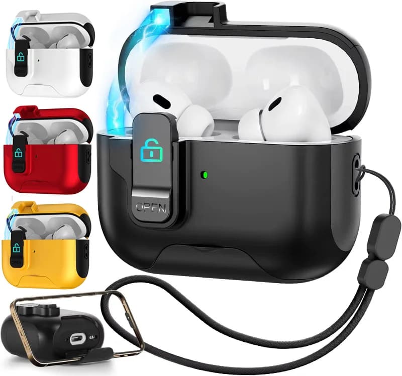 With Phone Stand Cover For Airpod Pro 2 Case Auto Open Secure Lock Cover With Lanyard For Airpods 4 3 Headphone Accessoreis