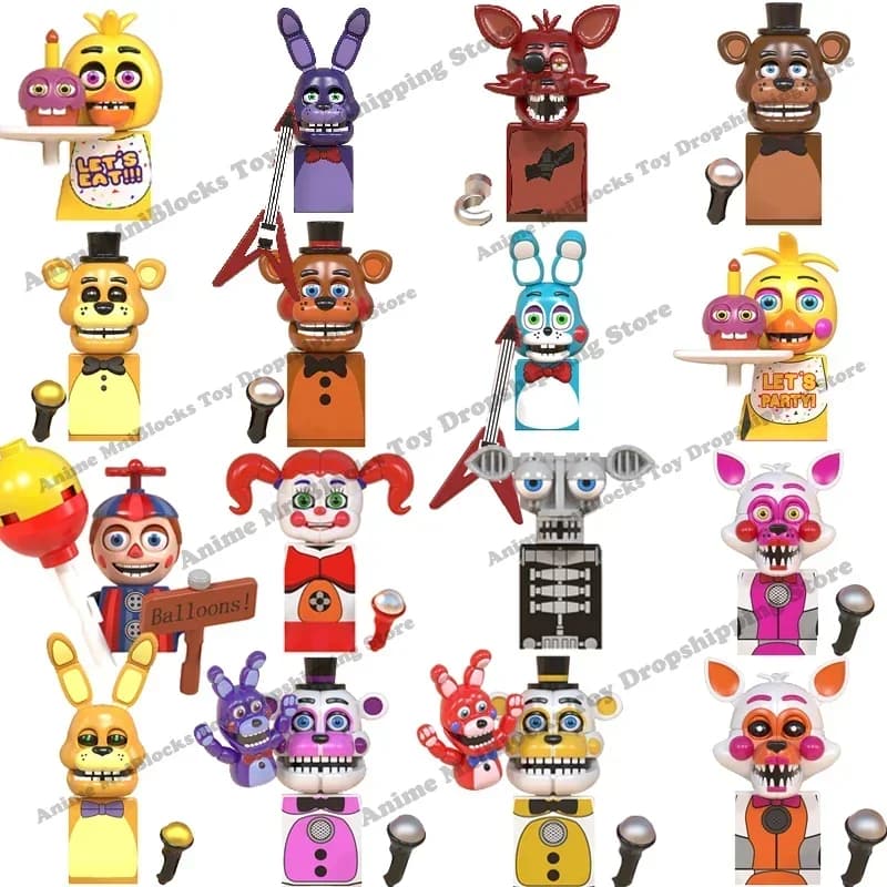 WM6074 WM6097 Mini Mattoncini da Costruzione, Personaggi del Gioco FNAF: Chica, Foxy, Orso, Bonnie, Nightmare Boy, Baby, Scheletro, Giocattoli Thriller, Regalo