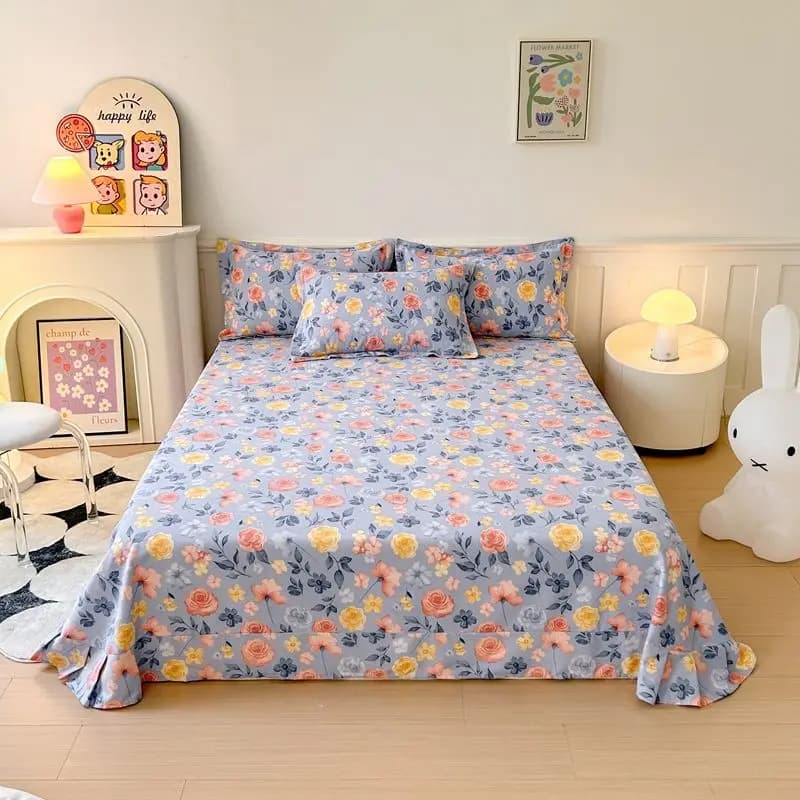 Scandinavian Style 100% Cotton Flannel Bed Sheet Set Single Piece Thickened Soft Warm Winter Bedding With Various Patterns