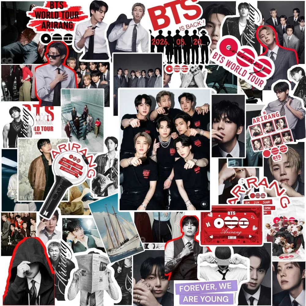 55PCS BTS ARIRANG Album K-pop Stickers Waterproof Vinyl Decals for Laptop Water Bottle Scrapbook Luggage Fans Gift