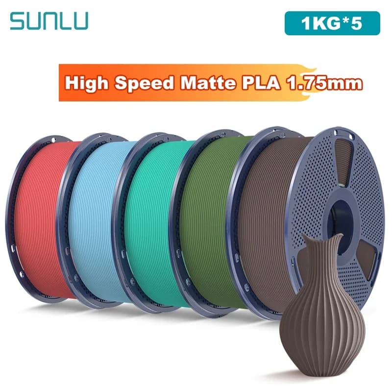 SUNLU 5KG High Speed Matte PLA Filament 1.75mm 1000g High Speed Printing Neatly Arranged Filament Fit Most FDM Printer
