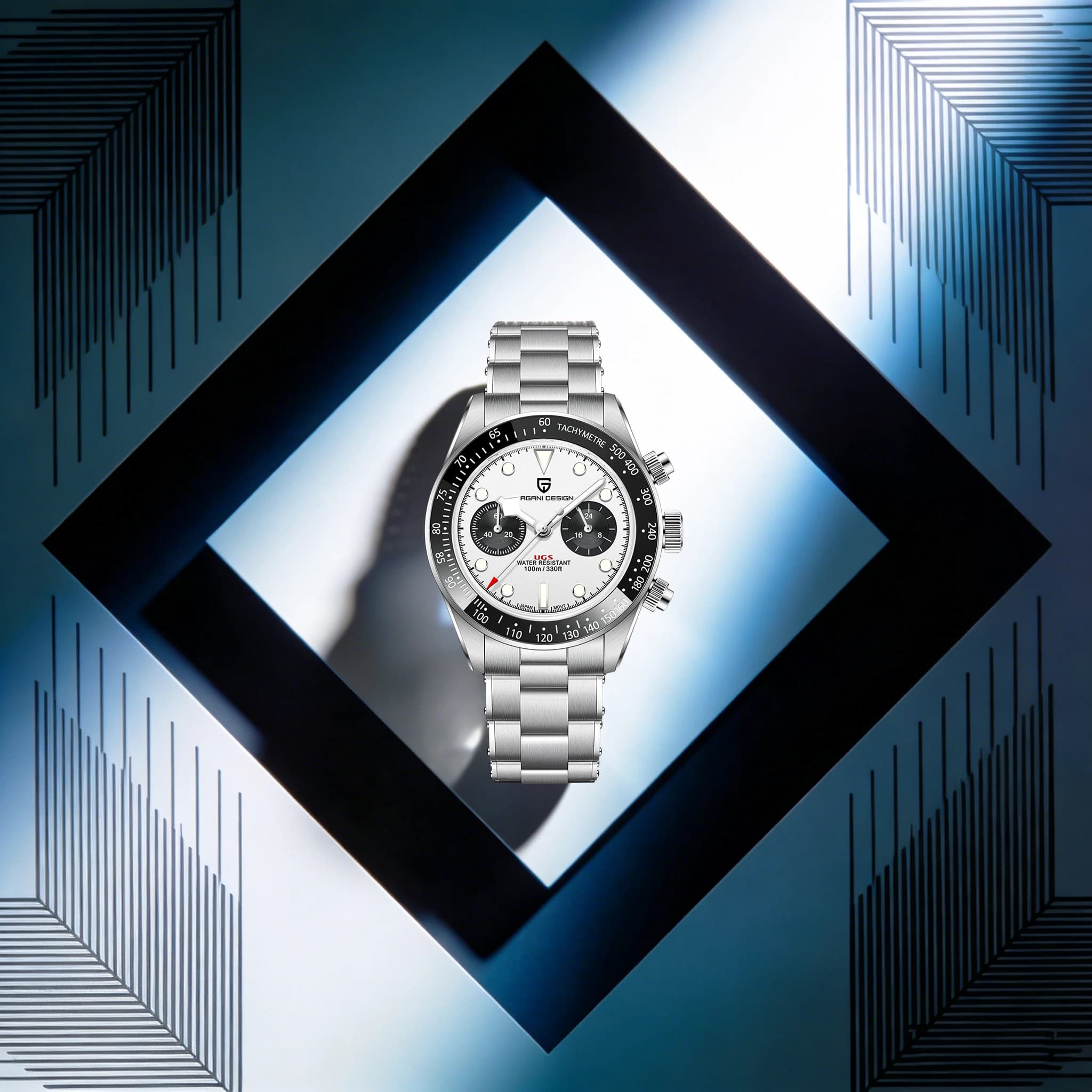 PAGANI DESIGN Orologio al Quarzo Elegante e Semplice per Uomo, Lusso Discreto, Acciaio Inossidabile VK64, Vetro Zaffiro, Tachimetro, Orologio Subacqueo Luminoso