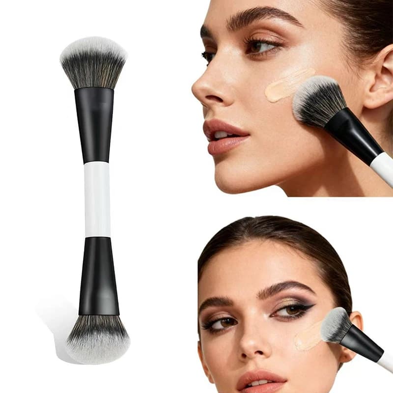 Pennello per fondotinta a doppia punta, pennello per polvere, blush, contouring e ombretto, pennello correttore per il trucco.