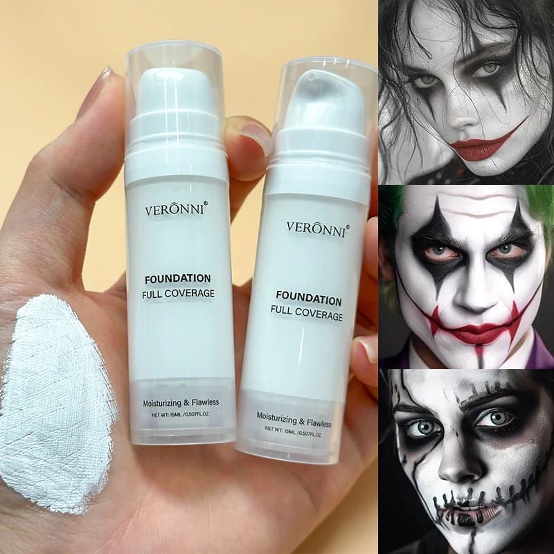 Fondotinta liquido bianco per miscelazione Pure-15ml, setoso, cremoso, opaco, resistente ai trasferimenti, per il trucco di Halloween, cosplay sul palco