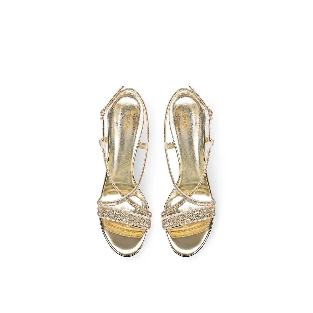 2026 Spring Summer New Womens Light Gold Rhinestone Open Toe Backless High Heel Sandals Sexy Thin Heel Dress Sandals