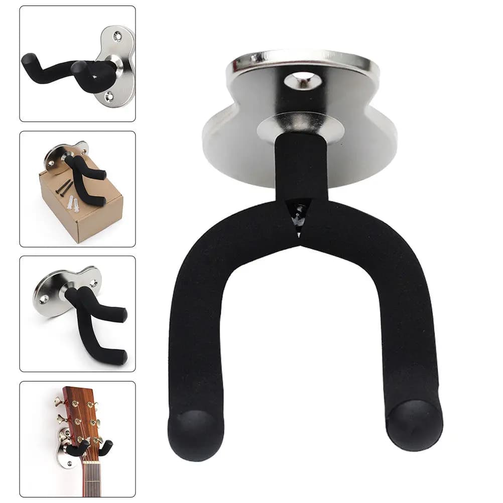 Set di 1 supporto da parete per chitarra, resistente e antiscivolo, per ukulele, violino, erhu, basso, portastrumenti, espositore.