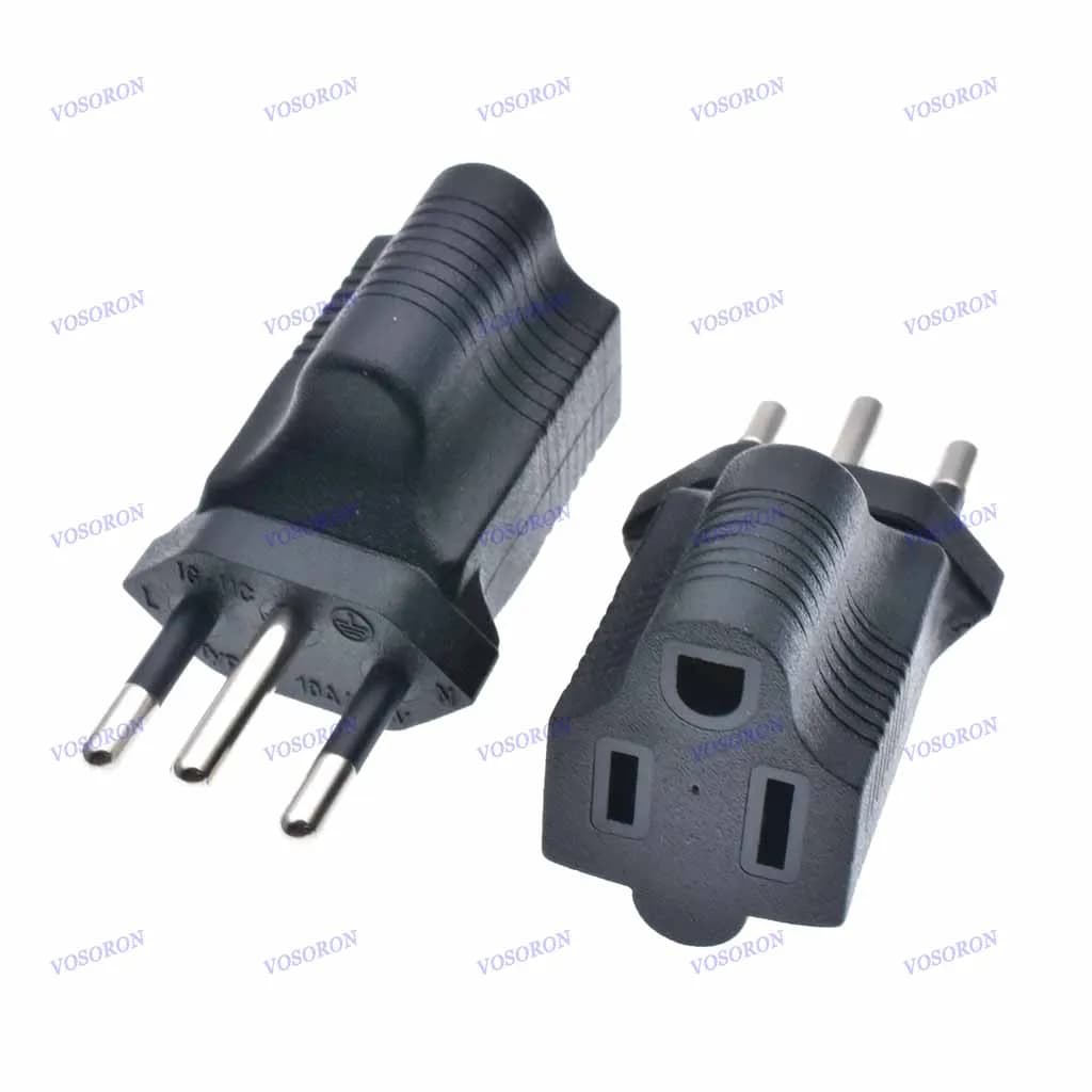 Adattatore convertitore da Brasile a USA, convertitore di potenza Brasile da 3 pin maschio a Nema 5-15R femmina, connettore da viaggio da Brasile a America