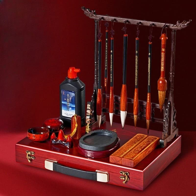 Study Four Treasures Set Tools Calligraphy Special Brushes Full Set Gift Box