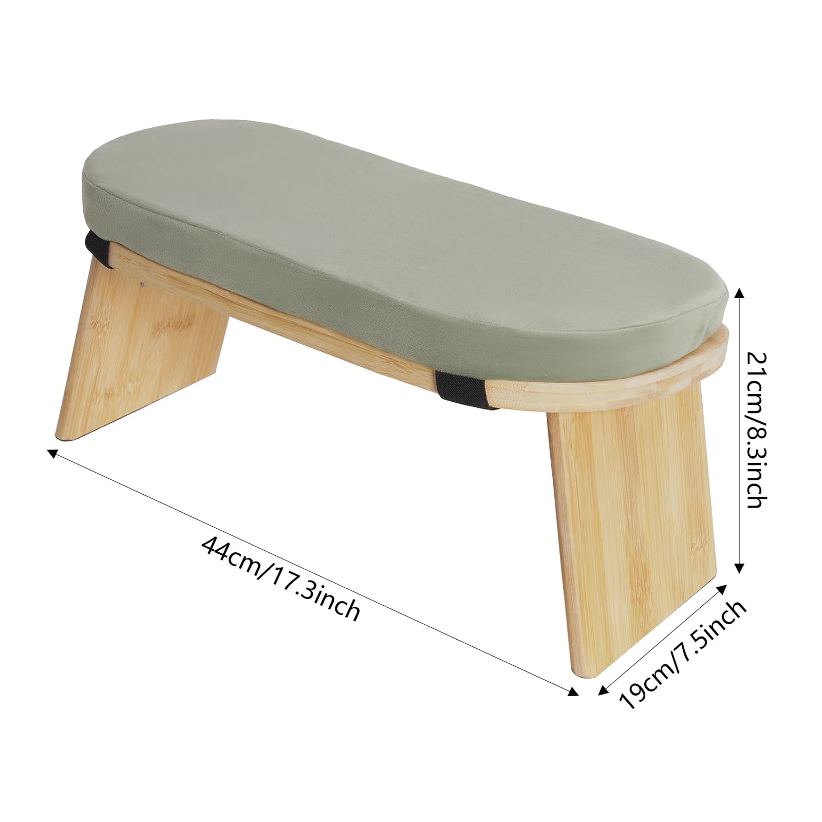 Kneeling Chair, Foldable Meditation Bench, Wooden Ergonomic Yoga Seat, Soft Cushion, 5 Degree Forward Tilt, Heavy Duty Structure Supports 397lbs, Home Fitness, Mindfulness, Prayer, Zen Sitting, Easy Storage, Anti-Fatigue Green Bench