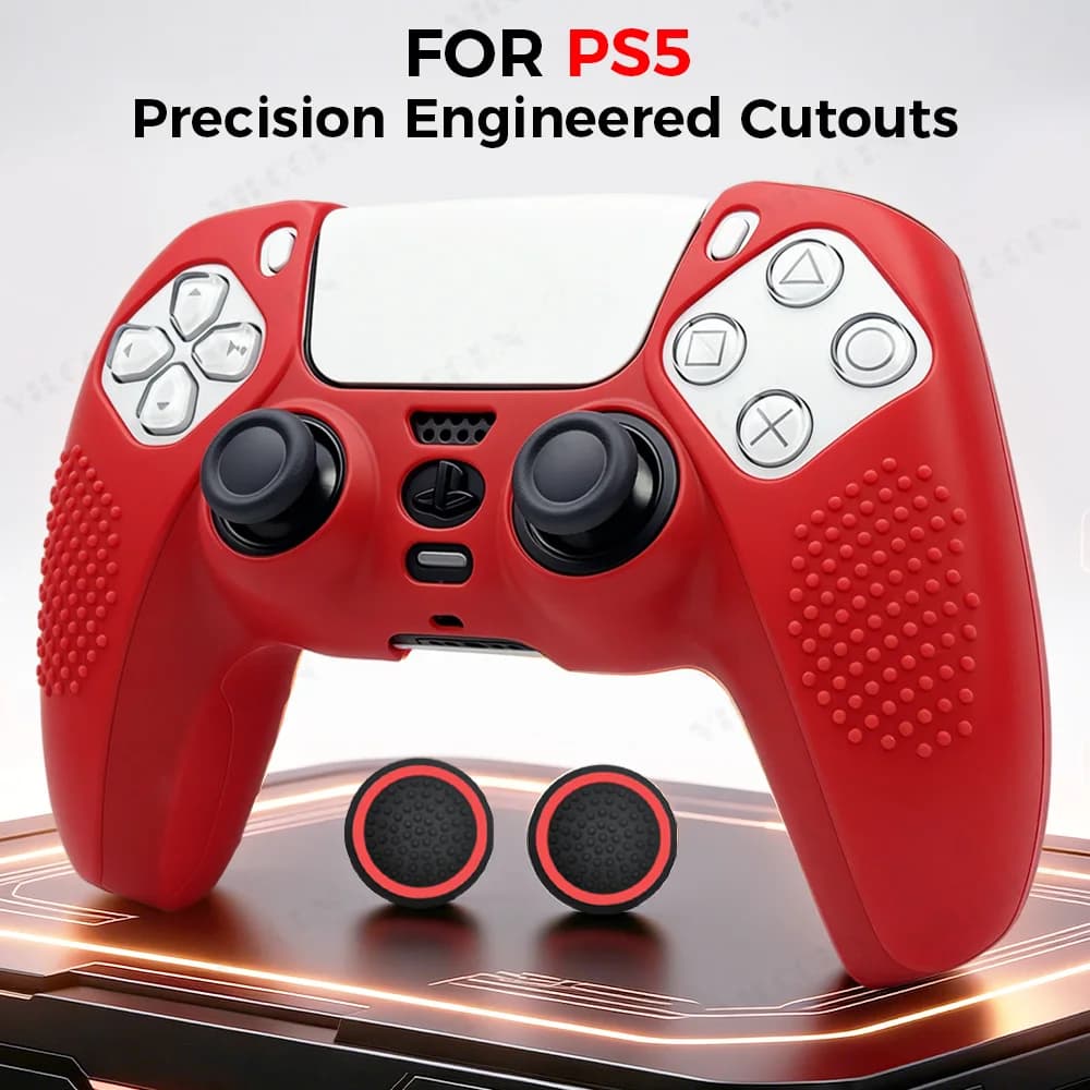 Cover in silicone morbido per controller PS5, custodia protettiva antiscivolo con copri-grip per le levette analogiche, accessori per PS5