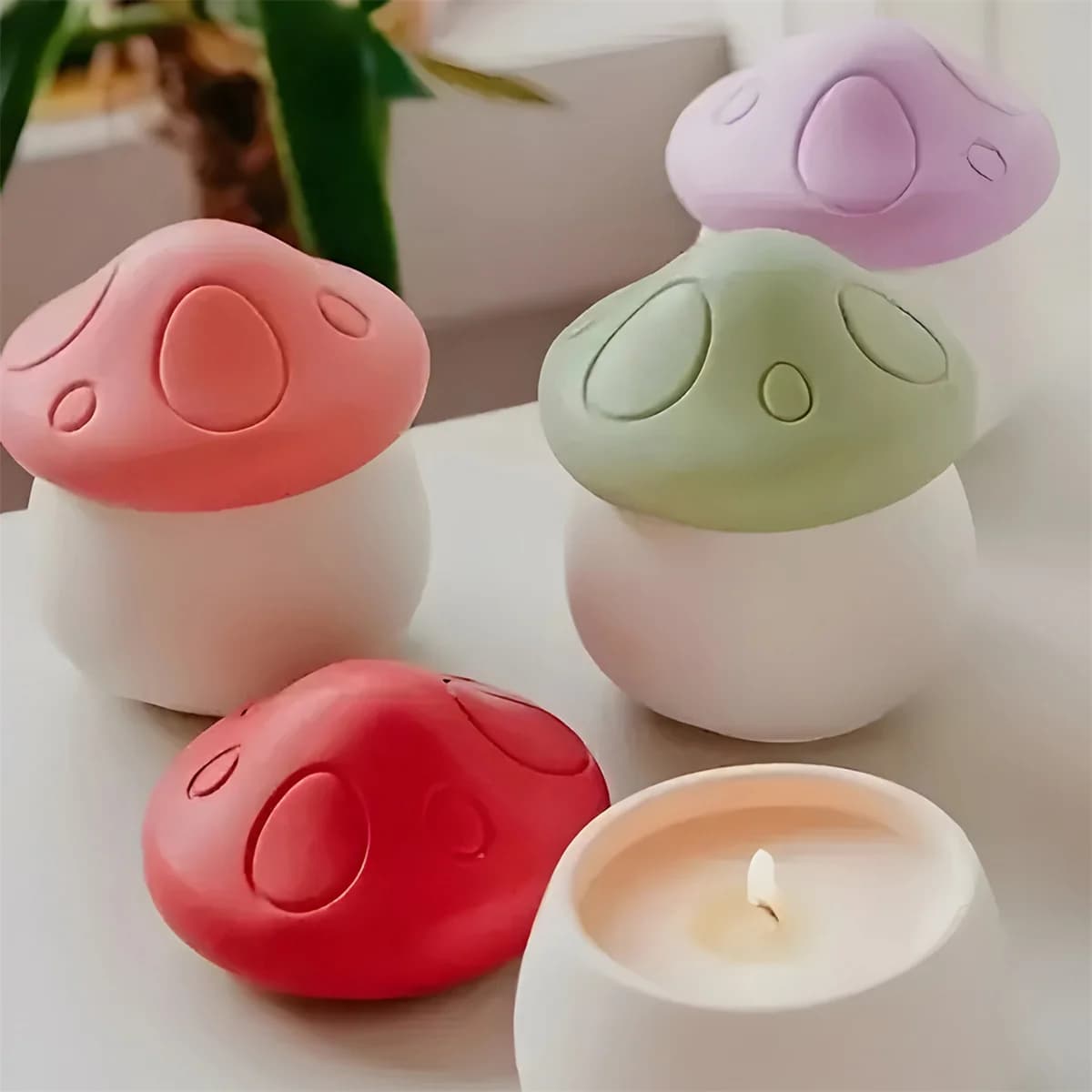 Fungo Casa Scatola di immagazzinaggio di gioielli Stampo in silicone con coperchio Barattolo di candela fai da te Artigianato in gesso Stampo in cemento Stampo in resina di argilla di gesso