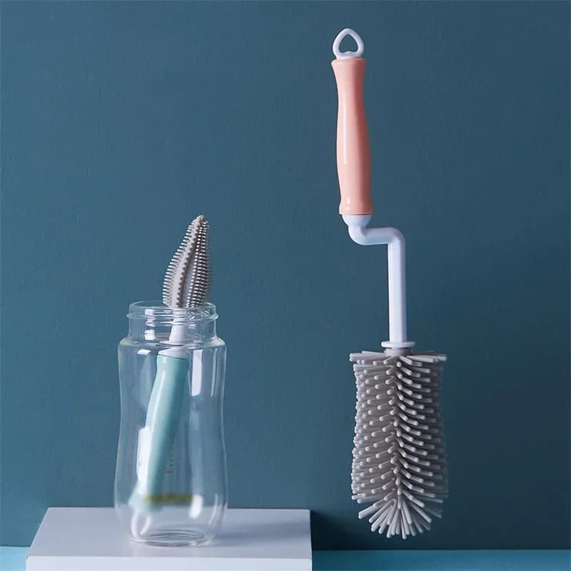 Spazzola per la pulizia delle bottiglie in silicone Ciuccio per bambini Scrubber per paglia Spazzola piccola Tazza di vetro da 360 gradi Set di strumenti per la pulizia della cucina