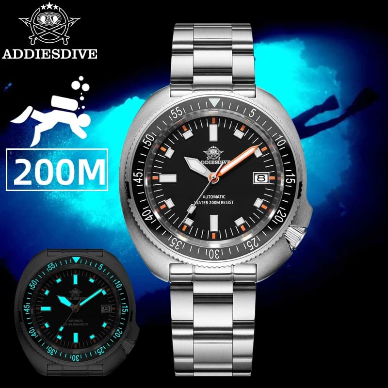 ADDIESDIVE Orologio meccanico giapponese da uomo Orologio subacqueo automatico con sfumatura in vetro zaffiro Lunetta in ceramica 200 m Impermeabile luminoso