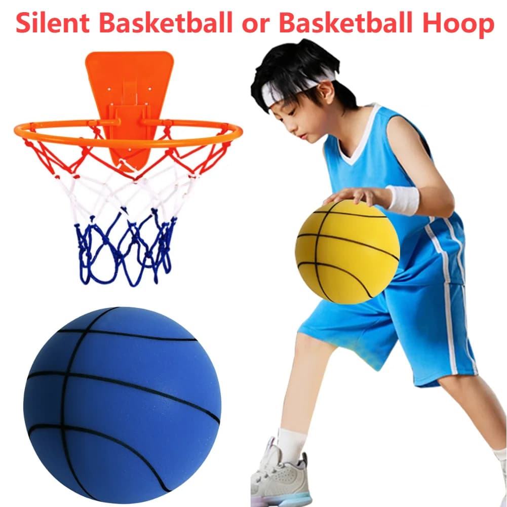 Palla silenziosa che rimbalza Pallacanestro silenziosa per interni 24/21/18 cm Pallacanestro in schiuma morbida silenziosa Giocattolo sportivo per bambini o solo canestro da basket