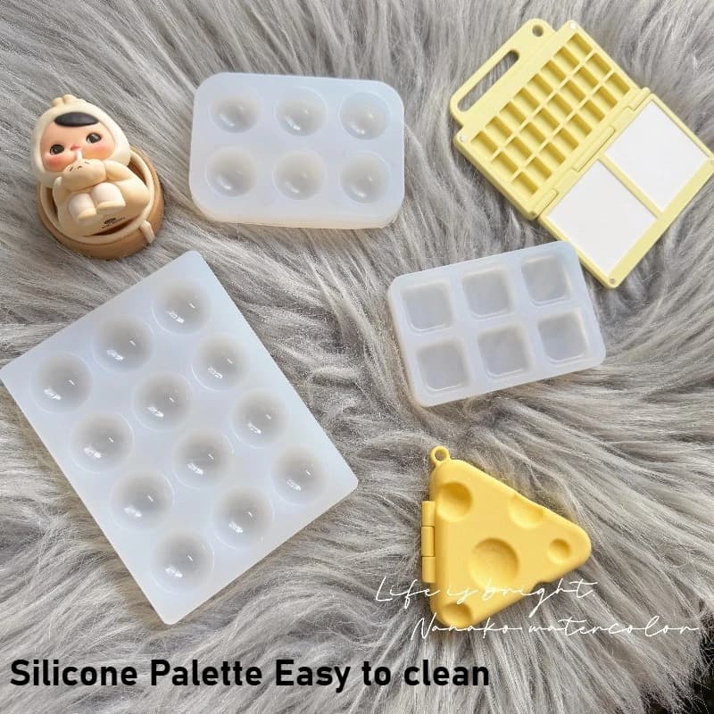 Silicone Palette, 6 Grid/12 Grid Washable Paint Mixing Tray, Reusable Artist Palette for Acrylic Watercolor Oil Painting,Gouache