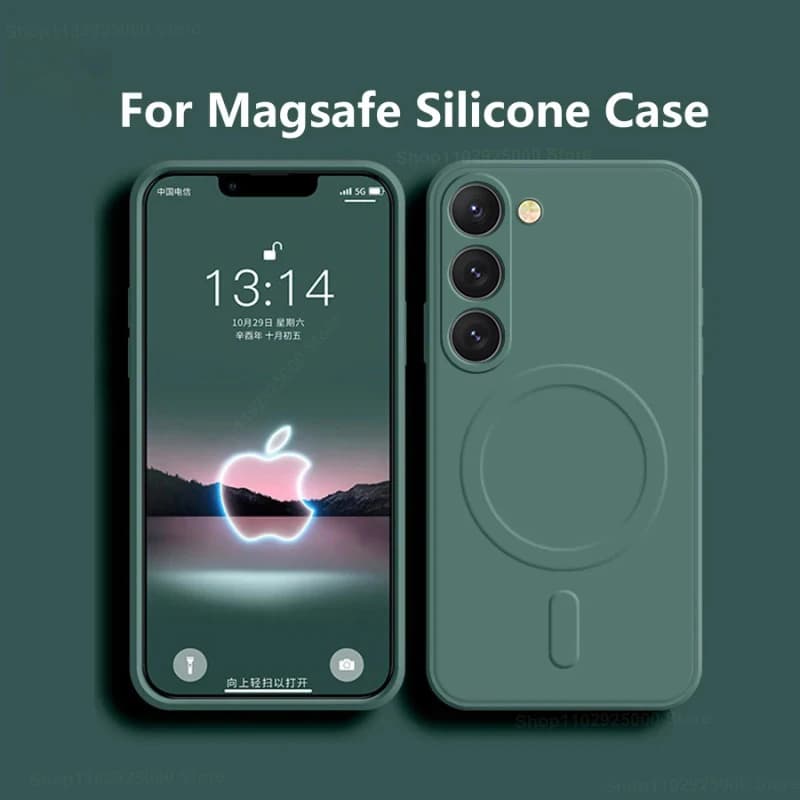 For Magsafe Magnetic Wireless Charging Case for Samsung Galaxy S25 S26 S24 S23 Ultra Plus FE S25Ultra Soft Silicone Cover Liquid