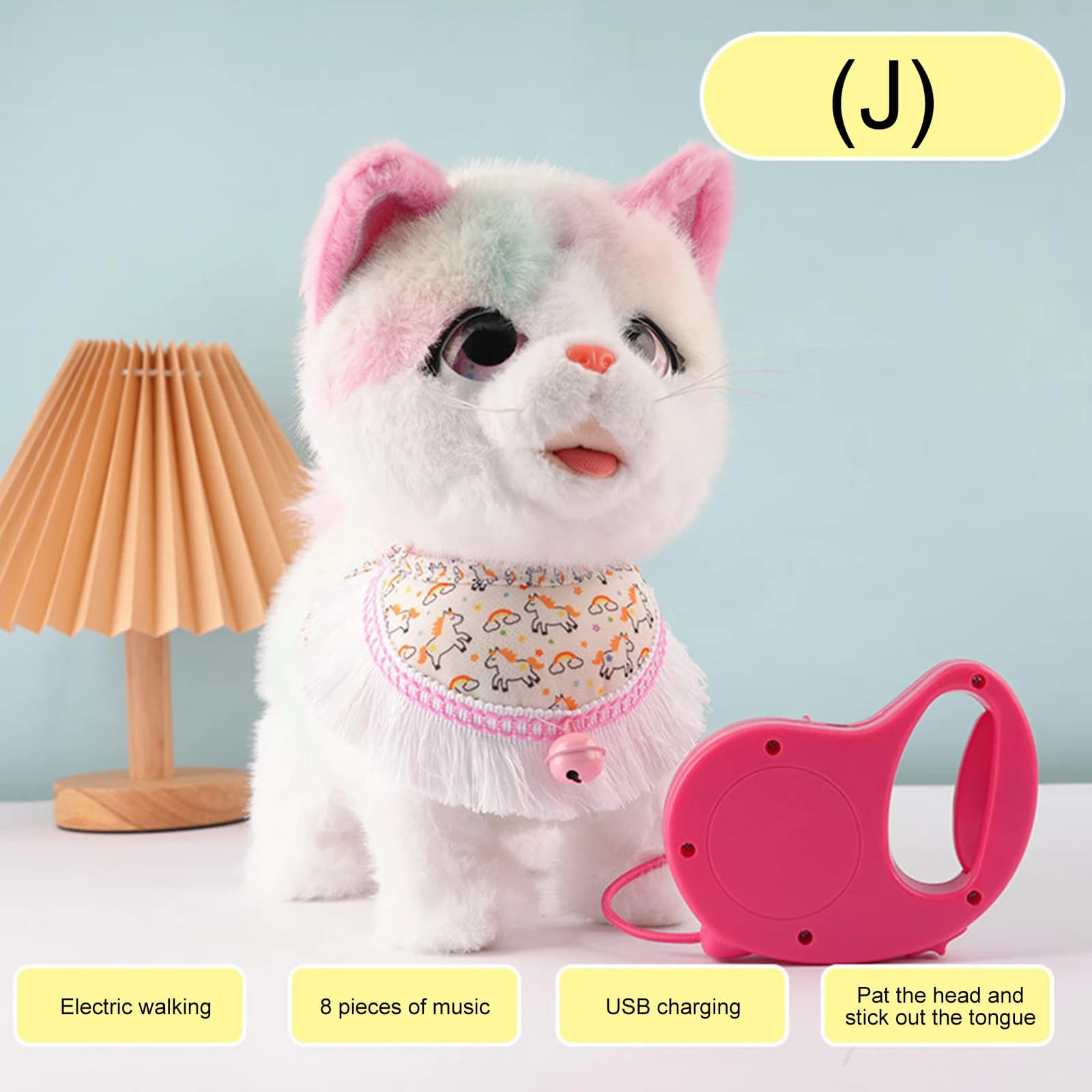 Giocattolo Interattivo Elettronico in Peluche con Telecomando e Guinzaglio, Cane Interattivo di Peluche per Bambini
