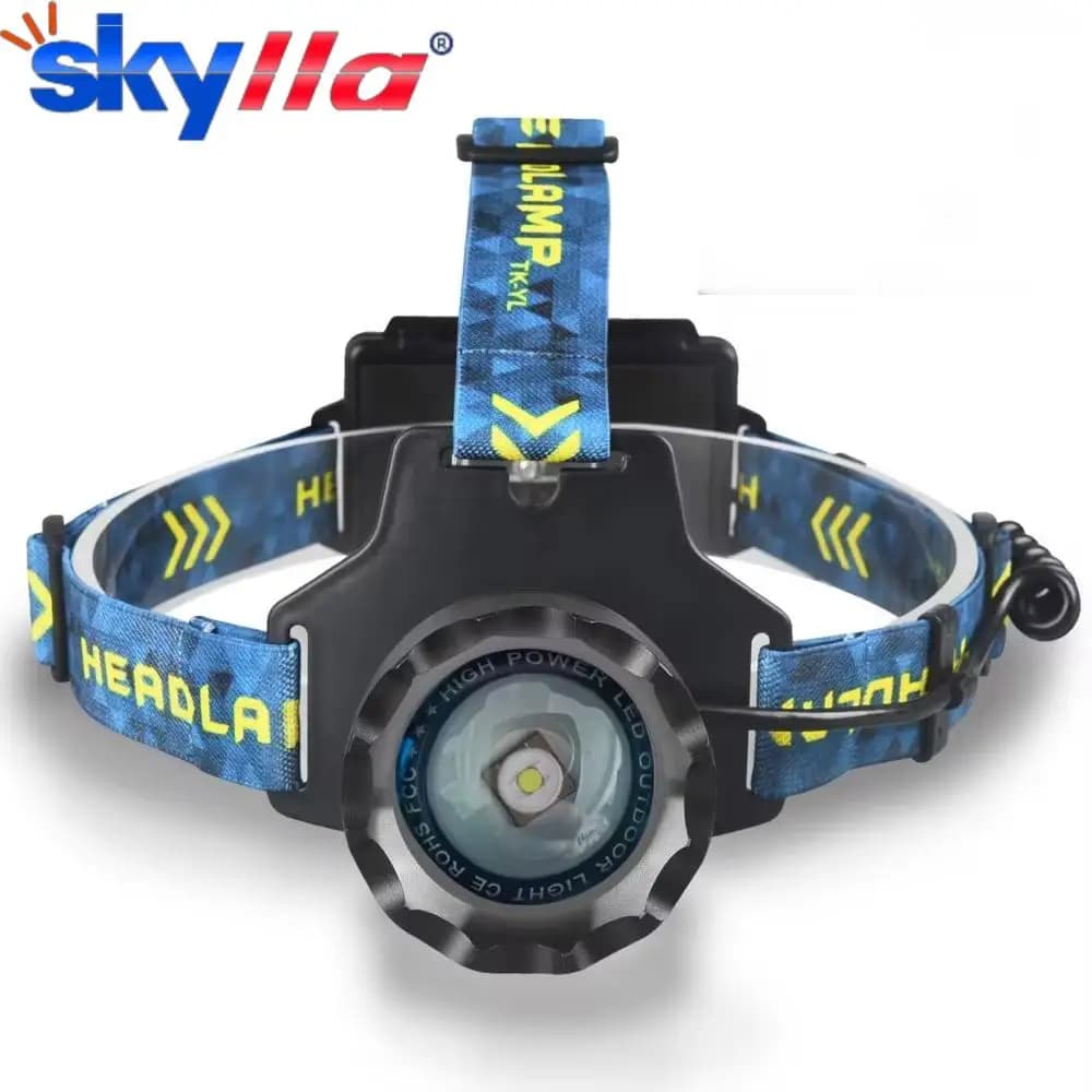 Faretto ad alta potenza Lampada frontale a stoppino a lungo raggio Lampada frontale con zoom telescopico Torcia da pesca Lampada da pesca Torcia per la pesca in campeggio