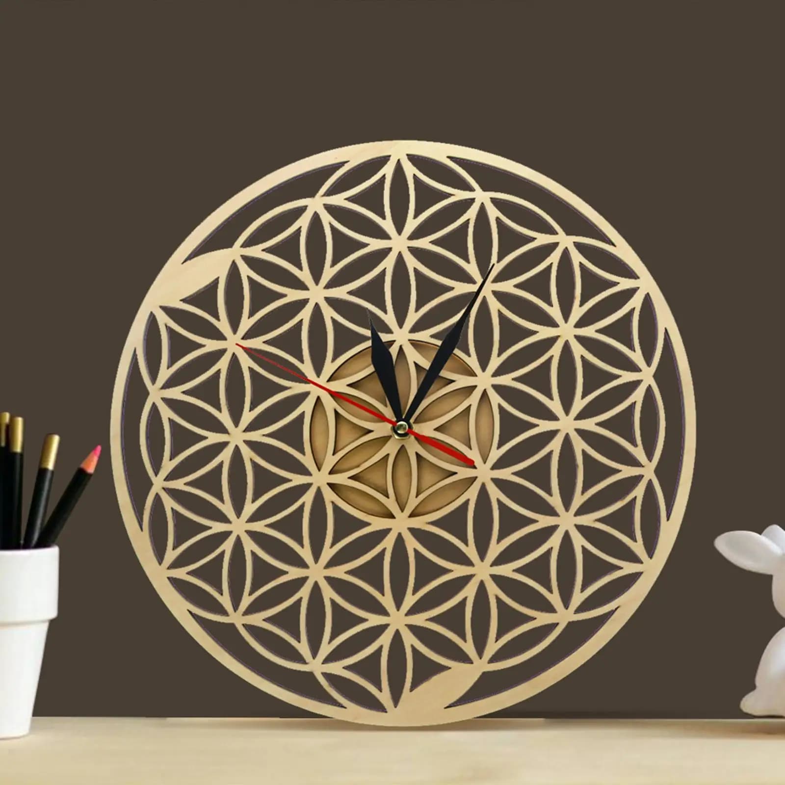 Wooden intersect rings Wall clock Hotel Cena Aula Decorative ornament
