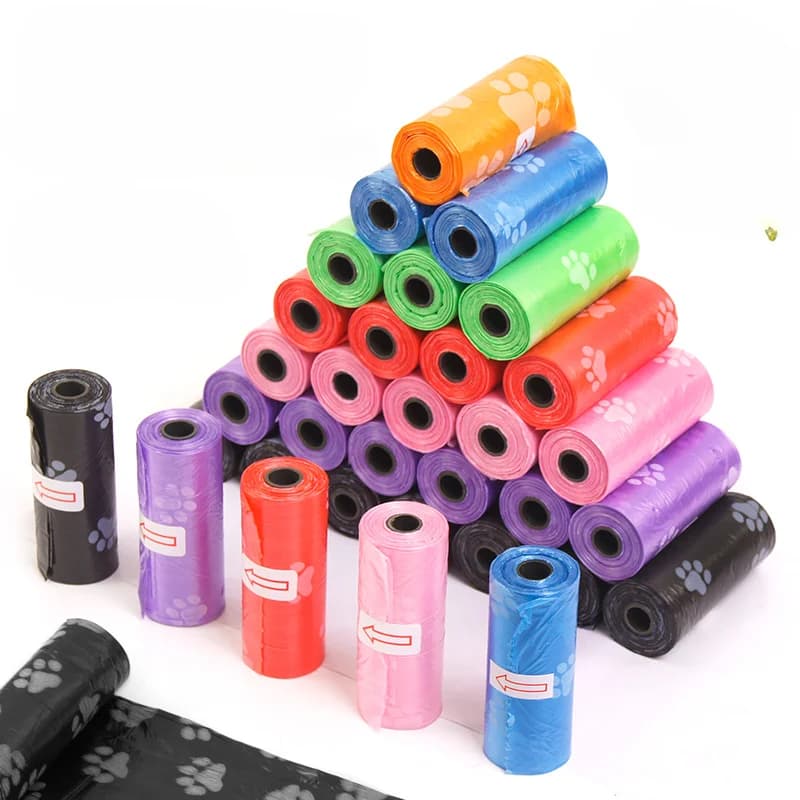 Sacchetti per cacca di animali domestici sacchetti per rifiuti di cane usa e getta sacchetti per cacca sfusi con Clip per guinzaglio e Dispenser per sacchetti di ossa 5 rotoli di sacchetti da 75 pezzi