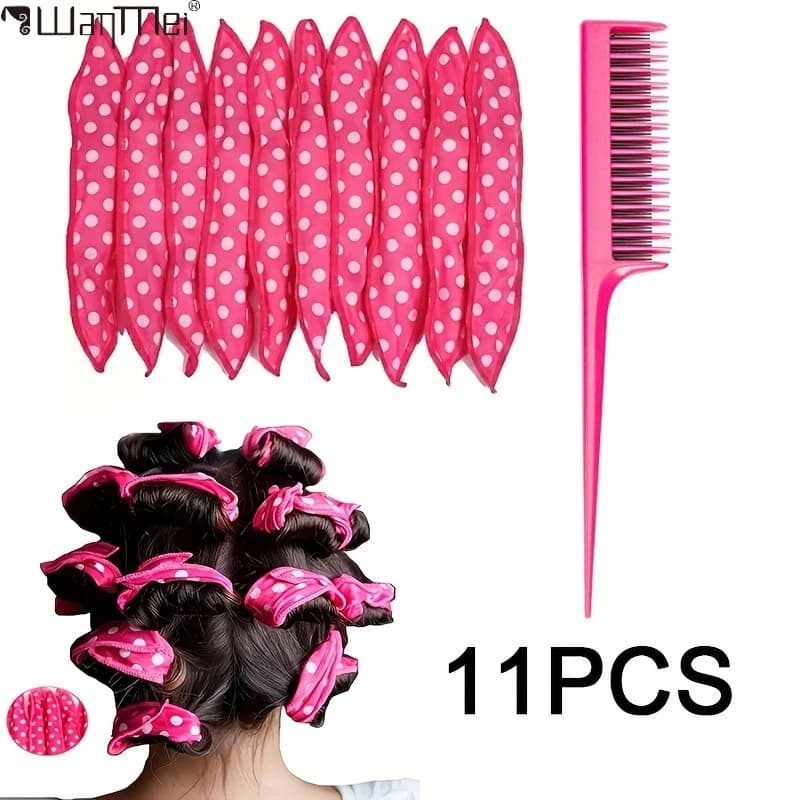 11Pcs Heatless Hair Curler Set No Heat Foam Hair Rollers With Comb Soft Sleeping Curlers DIY Natural Wave Hair Styling Tools