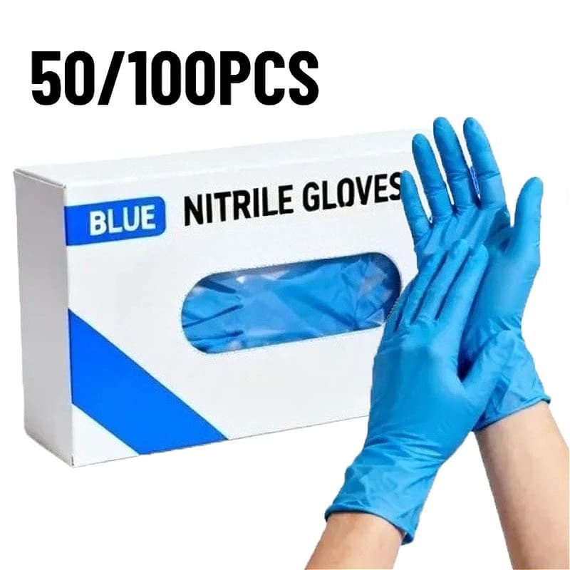 50/100 Pezzi Guanti in Nitrile Blu per Cucina, Pulizia, Lavaggio Piatti, Toelettatura Animali, Strumenti per Parrucchieri e Bellezza