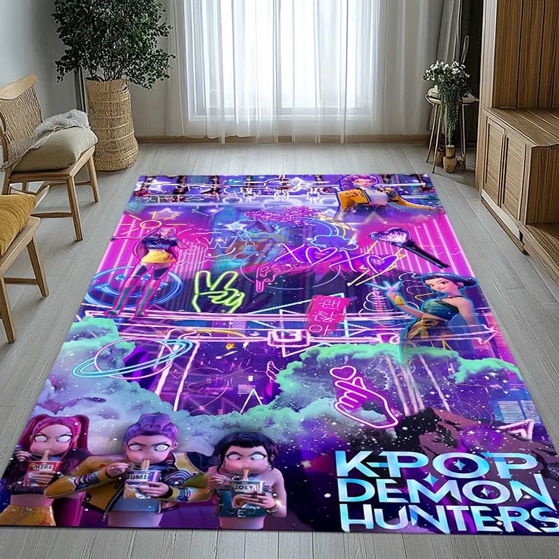 K-Pop Demon Hunters Golden Saja Boys Tappeto antiscivolo per soggiorno, morbido tappeto per camera da letto, sala giochi, divano, tappetino decorativo per la casa