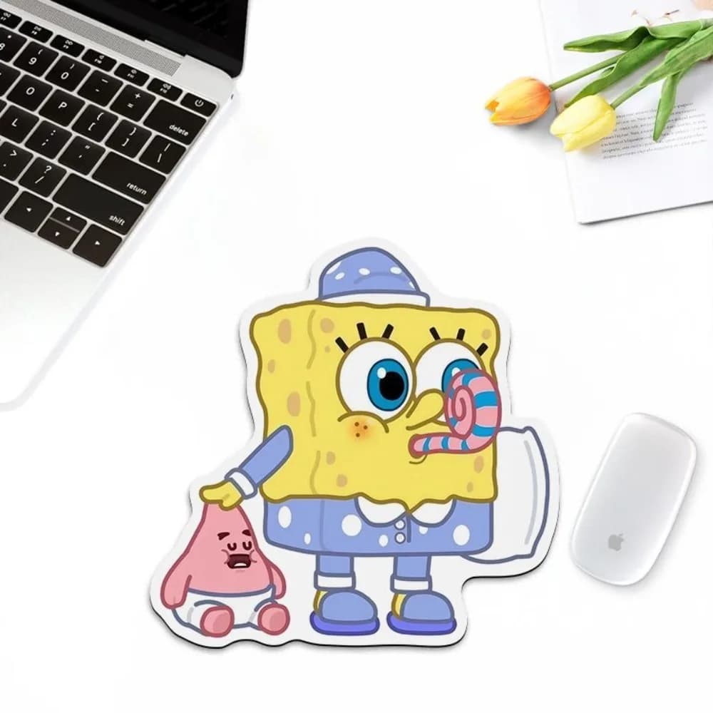 Simpatico tappetino per mouse a forma di SpongeBob – Tappetino per mouse antiscivolo per gaming e ufficio per laptop. Adorabile regalo a tema cartoni animati per ragazze