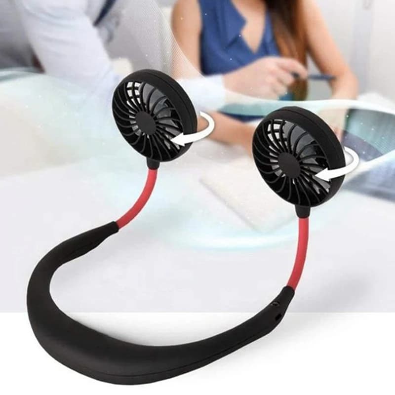 Ventilatore elettrico USB ricaricabile - Ventilatore portatile silenzioso da collo per esterni con funzione di regolazione a 360 gradi