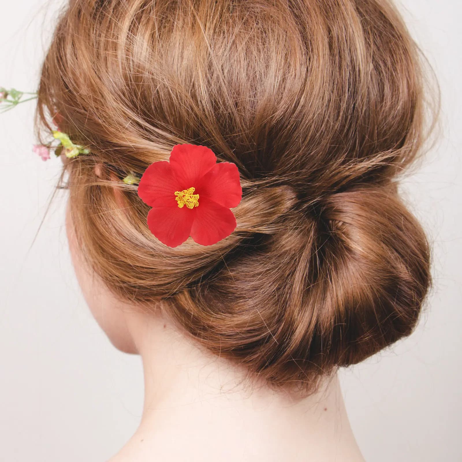 10Pcs Hawaiian Flower Hair Clips Hibiscus Artificial Plumeria Floral Barrette Beach Vacation Wedding Party Tropical Hairpins Red